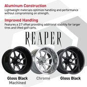 GTW Reaper Black/Machined 15" Deep Dish Wheels with 23X10-R15 Maverick Steel Belted Radial A/T Tires - Full Set Deep
