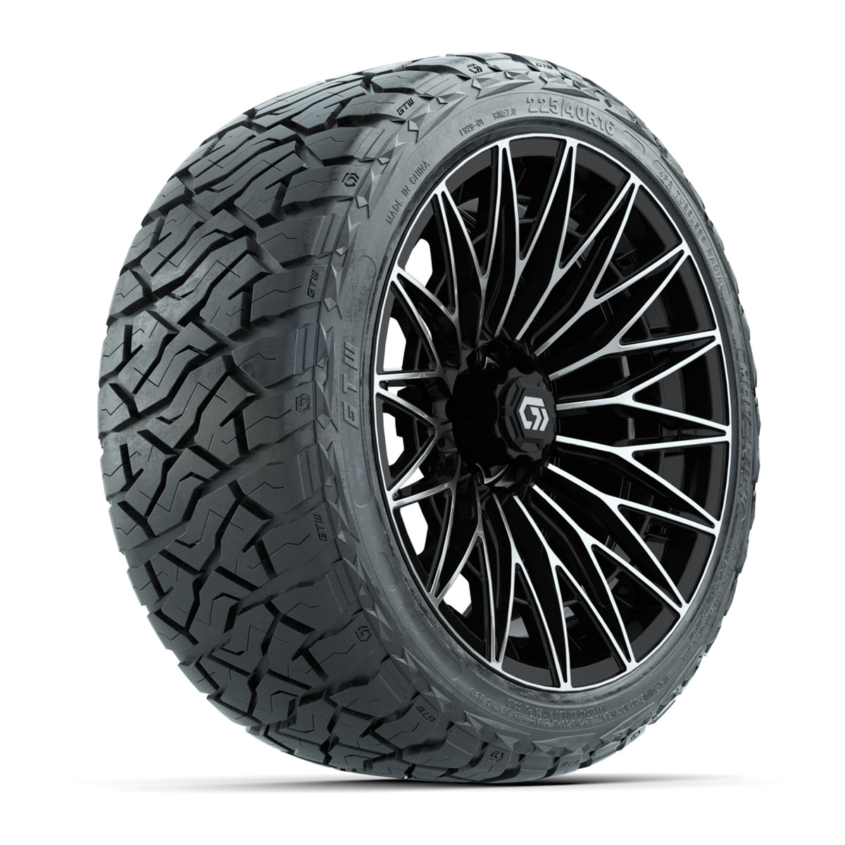 GTW® Blur Black/Machined 16" Wheels with 225/40-R16 Maverick Street Tires - Full Set