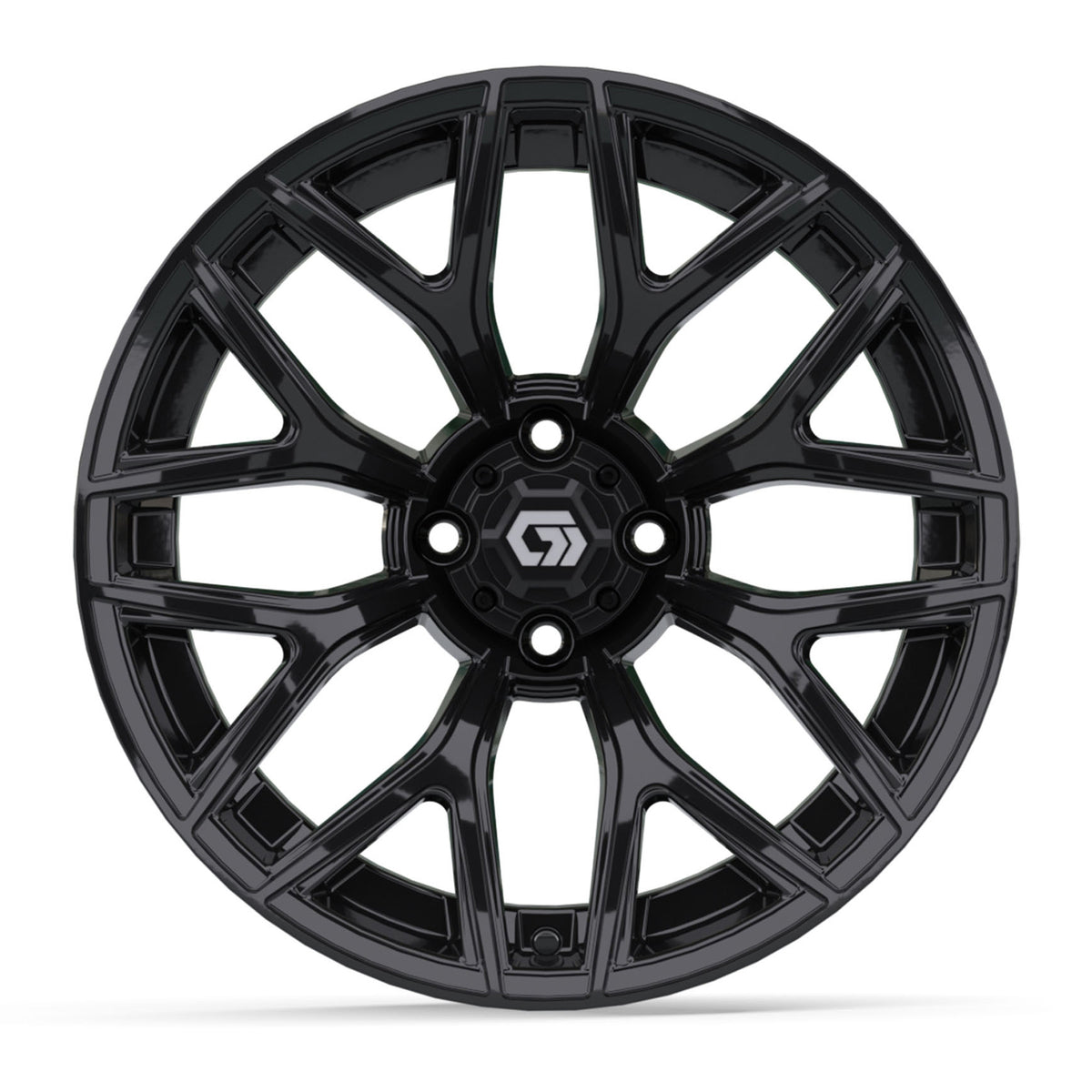 GTW 16x7 Monaco Golf Cart Wheel Gloss Black view 2 - Fits Club Car EZGO Yamaha