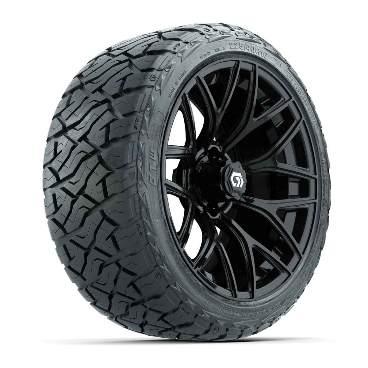 GTW® Monaco Gloss Black 16" Wheels with 225/40-R16 Maverick All Terrain Tires - Full Set