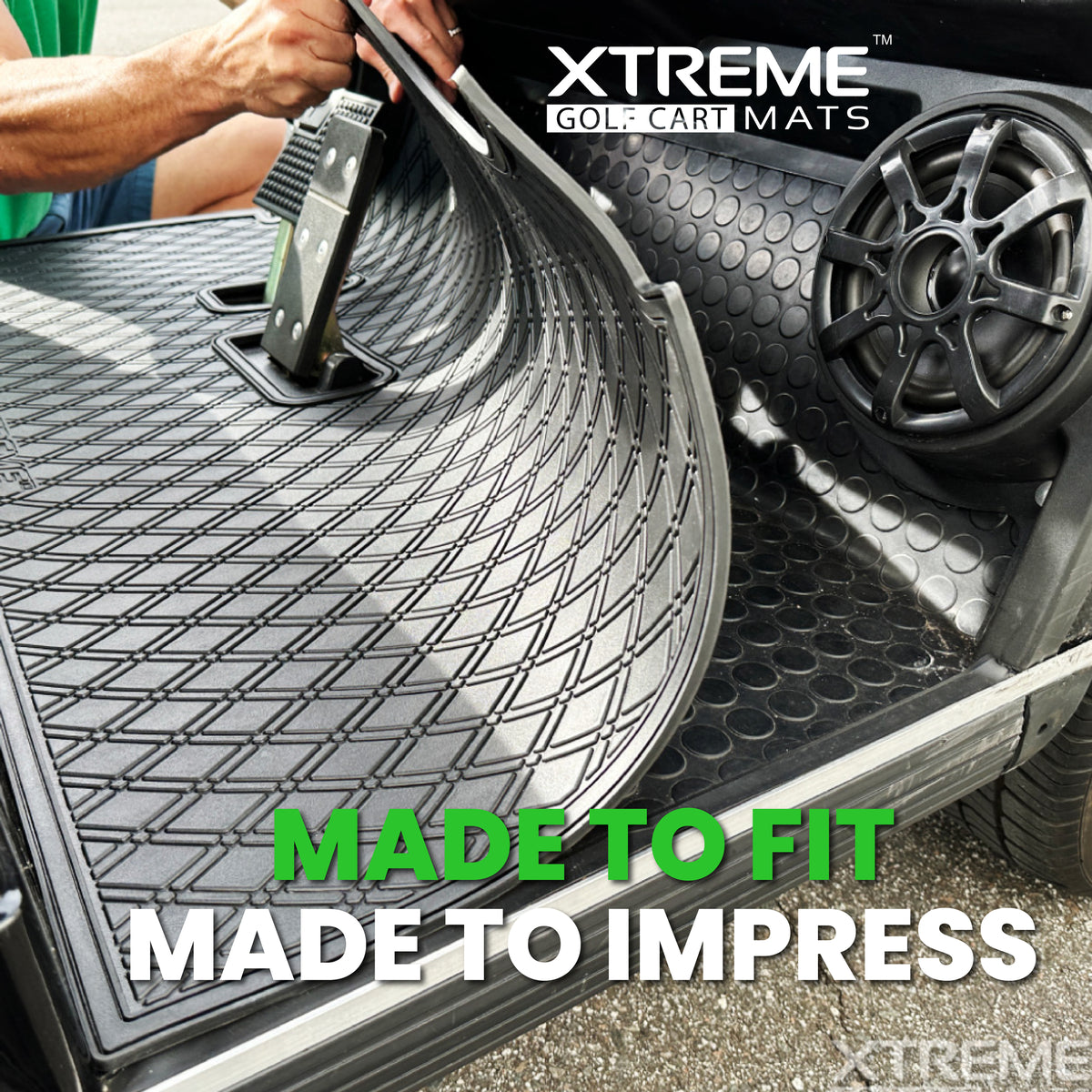 Xtreme Floor Mats for EZGO TXT / S2 / Workhorse / Express S4 / Valor / Cushman / Navitas - Black/Green