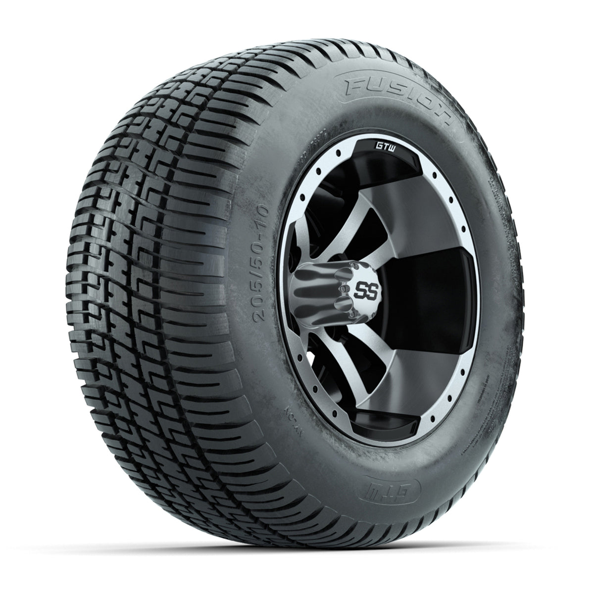 Golf Cart 10in Alloy Wheel and Turf Tire Set of 4 - Fits Club Car EZGO Yamaha