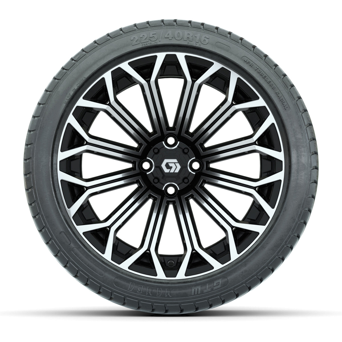GTW® Phantom Black/Machined 16" Wheels with 225/40-R16 Mamba Street Tires - Full Set