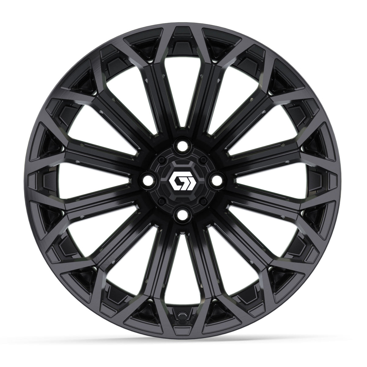 GTW 16x7 Phantom Golf Cart Wheel Gloss Black view 2 - Fits Club Car EZGO Yamaha