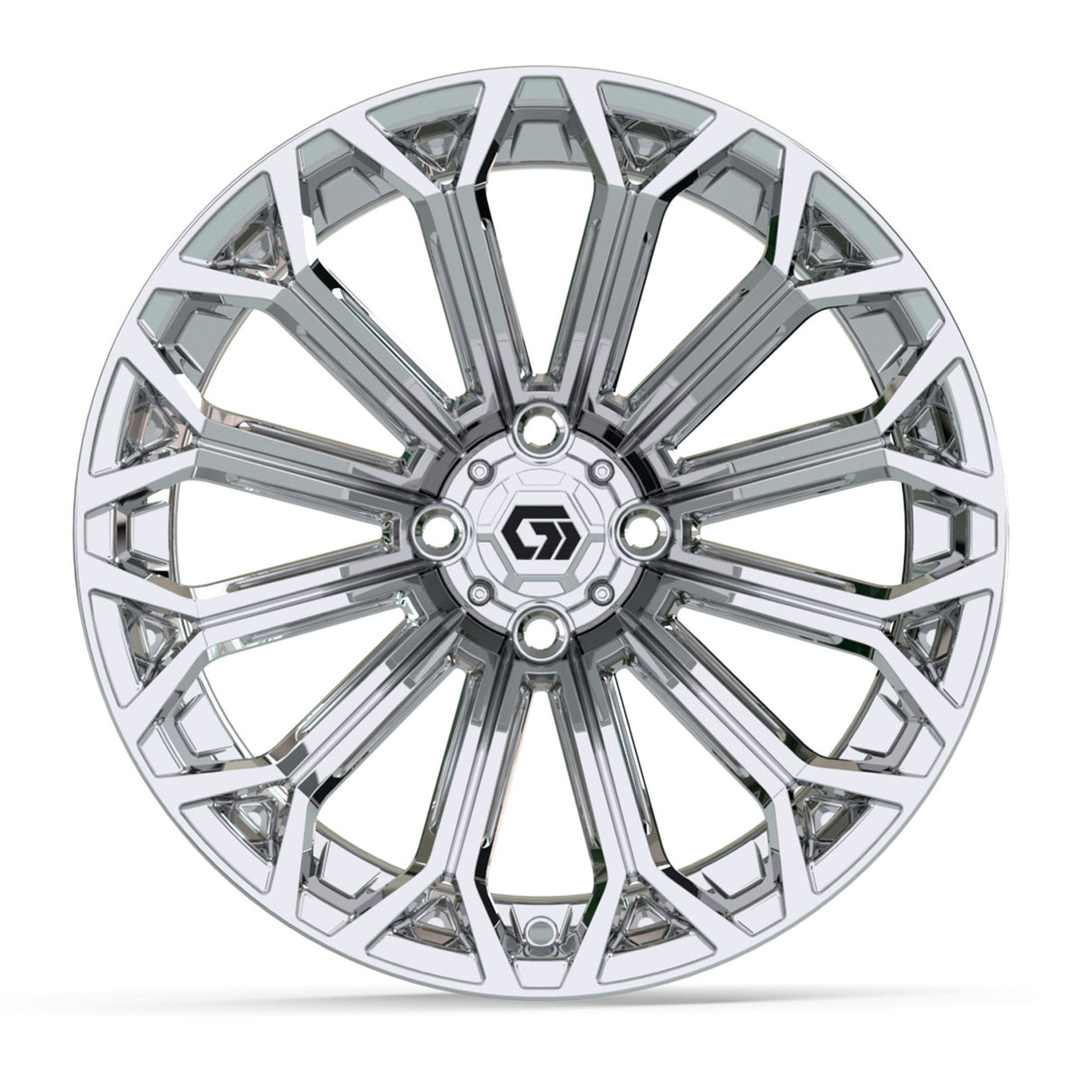 GTW 16x7 Phantom Golf Cart Wheel Chrome view 2 - Fits Club Car EZGO Yamaha