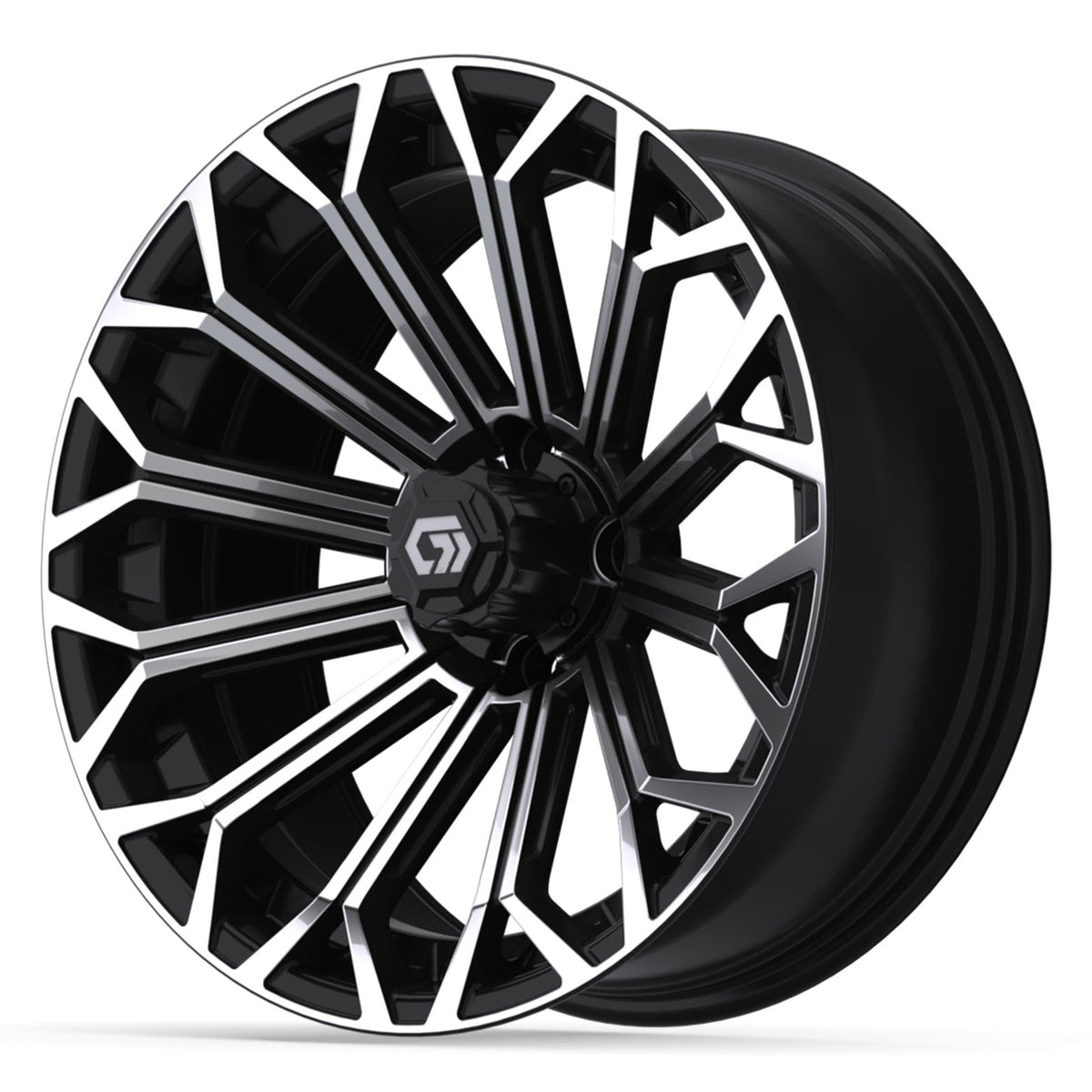 GTW 16x7 Phantom Golf Cart Wheel Machined and Black view 3 - Fits Club Car EZGO Yamaha