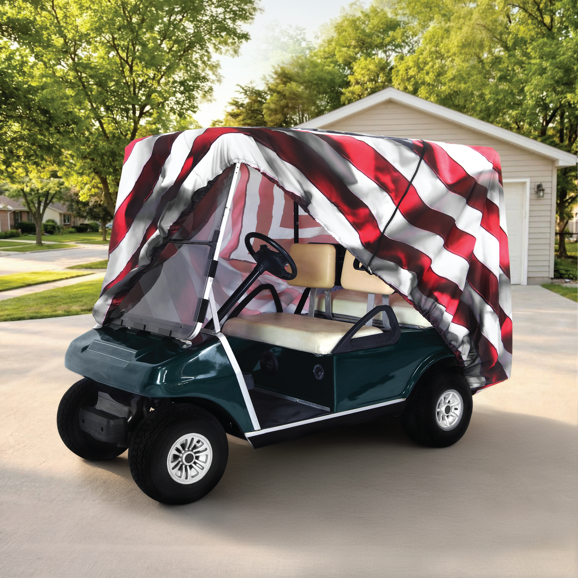 Star Spangled Banner Golf Cart Cover rear angle view