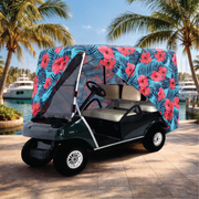 Hibiscus Golf Cart Cover zipper detail