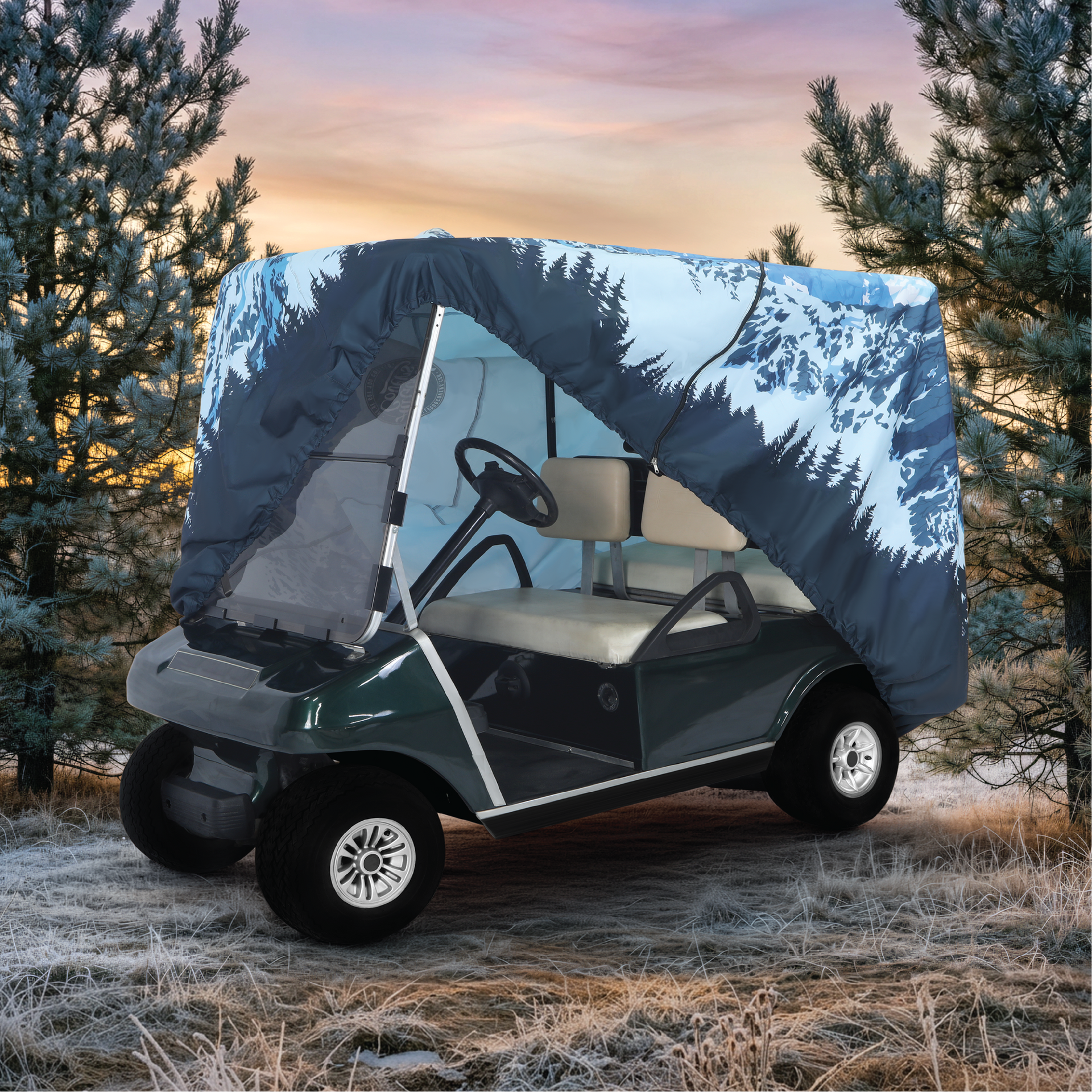 Alpine Avalanche Golf Cart Cover rear angle view