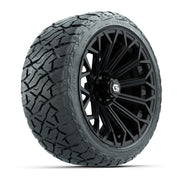 GTW® Phantom Gloss Black 16" Golf Cart Wheels & 225/40-R16 Maverick A/T Tires - Full Set