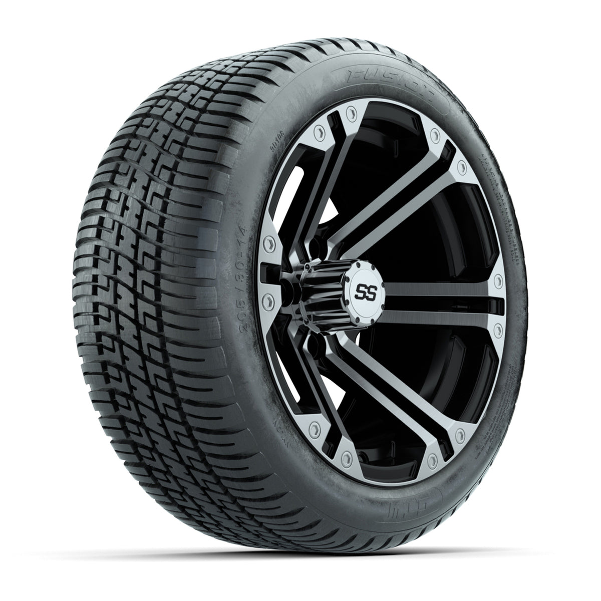 Golf Cart 12in Alloy Wheel and AT Tire Set of 4 Style B - Fits Club Car EZGO Yamaha