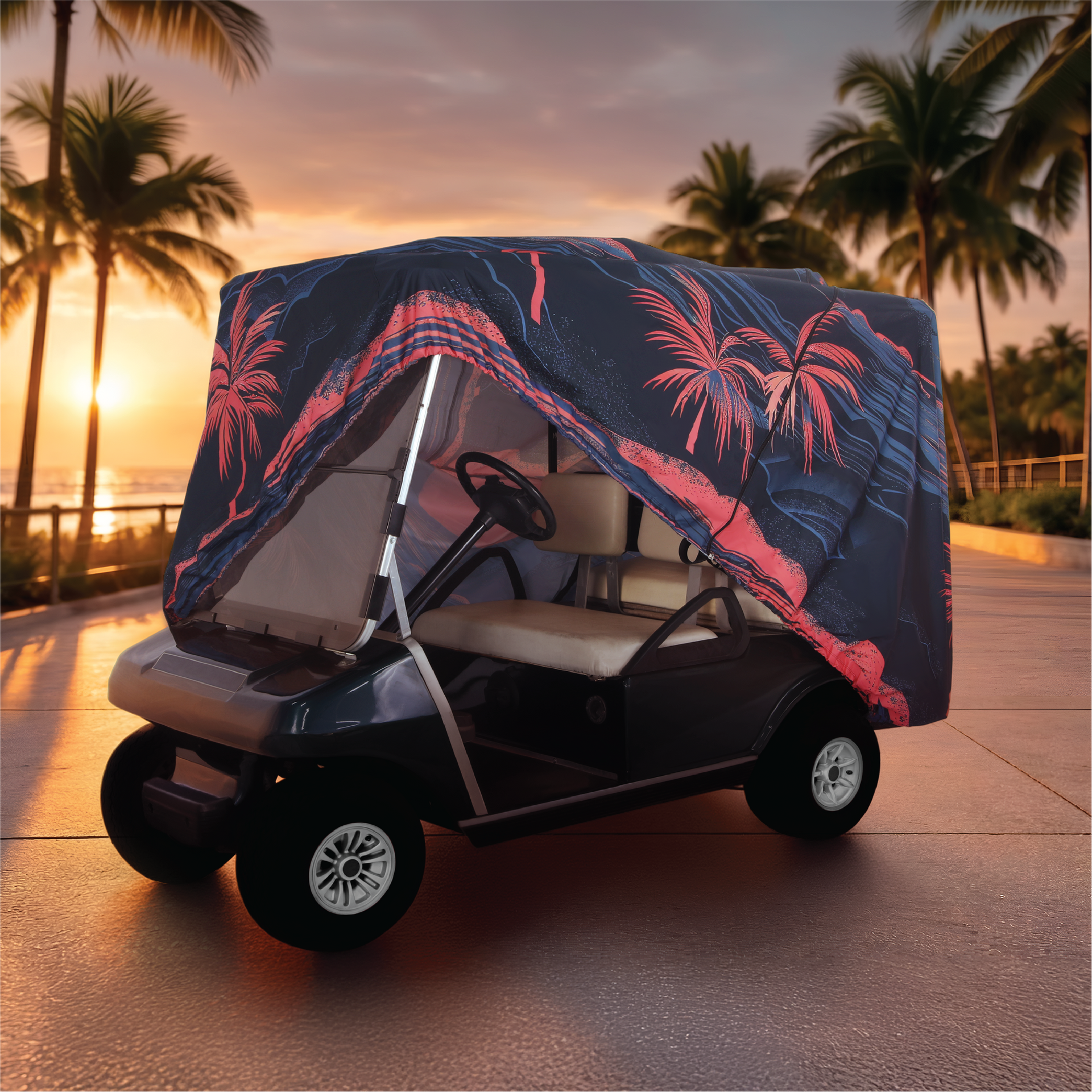 Twilight Bay Golf Cart Cover folded for storage