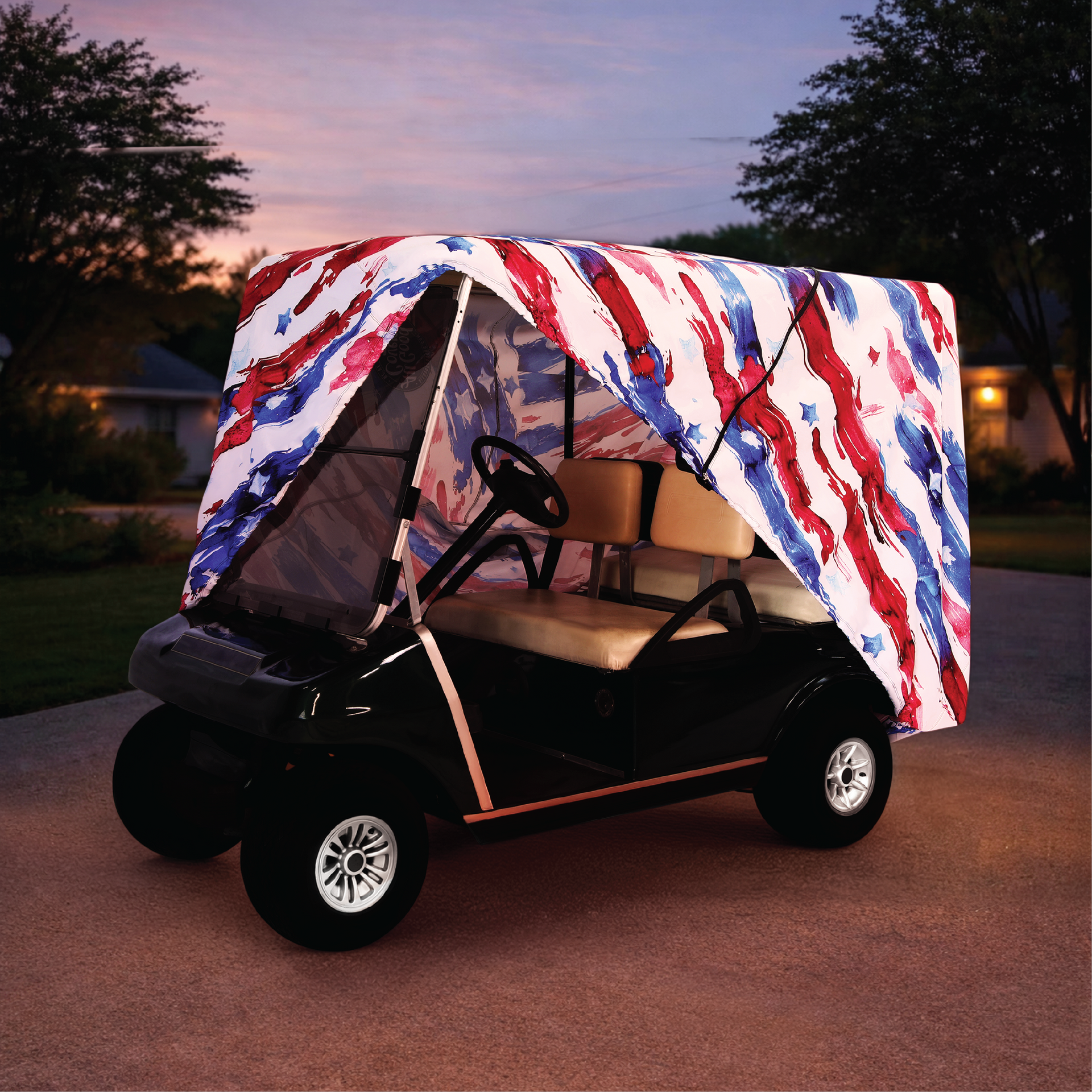 Stars & Stripes Golf Cart Cover rear angle view