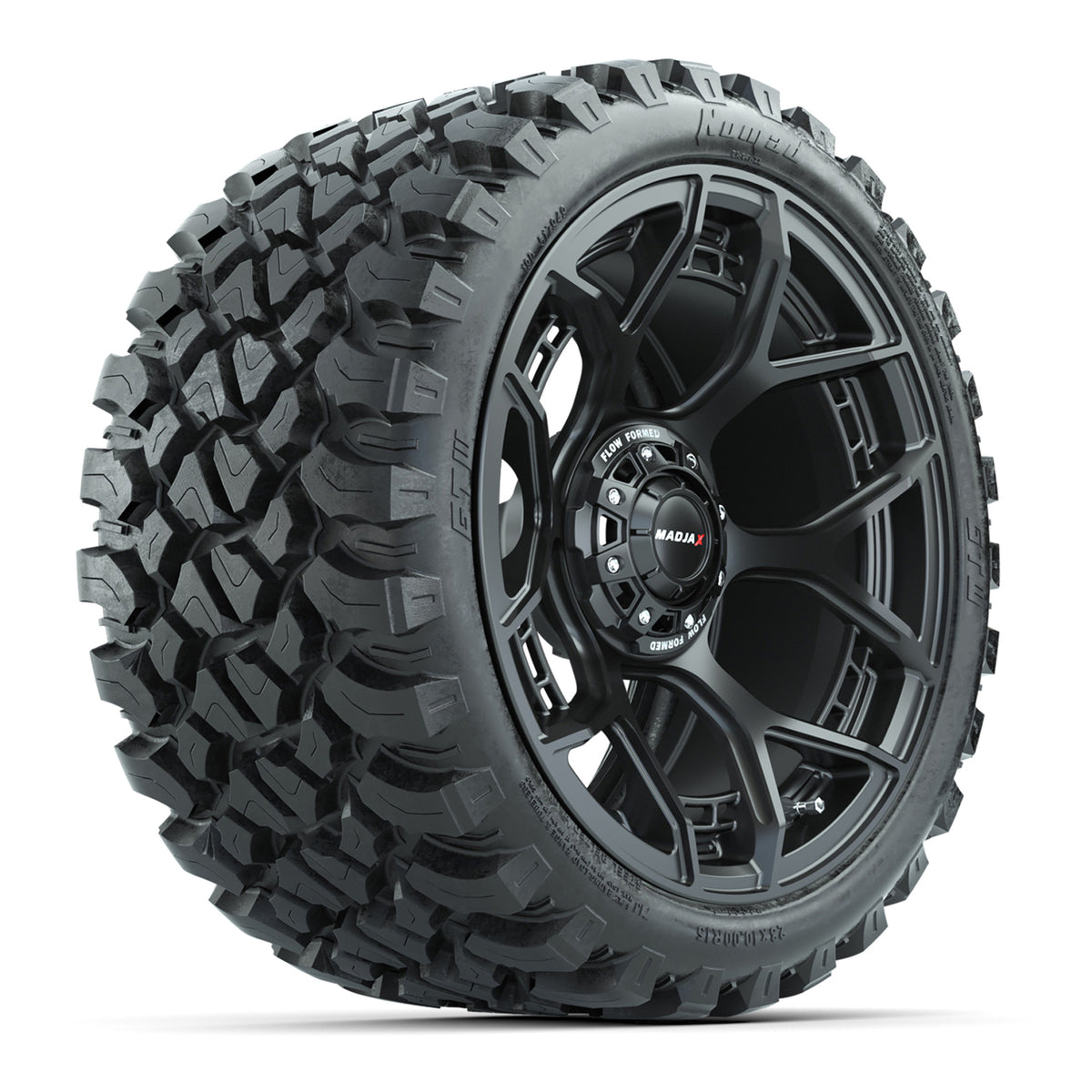 Golf Cart 14in Chrome Alloy Wheel and 23in Low Profile Tire Set of 4 - Fits Club Car EZGO Yamaha