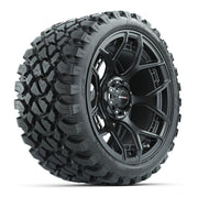Golf Cart 14in Chrome Alloy Wheel and 23in Low Profile Tire Set of 4 - Fits Club Car EZGO Yamaha