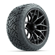 GTW Monaco Black/Machined 16" Golf Cart Wheels & 225/40-R16 Maverick Street Tires