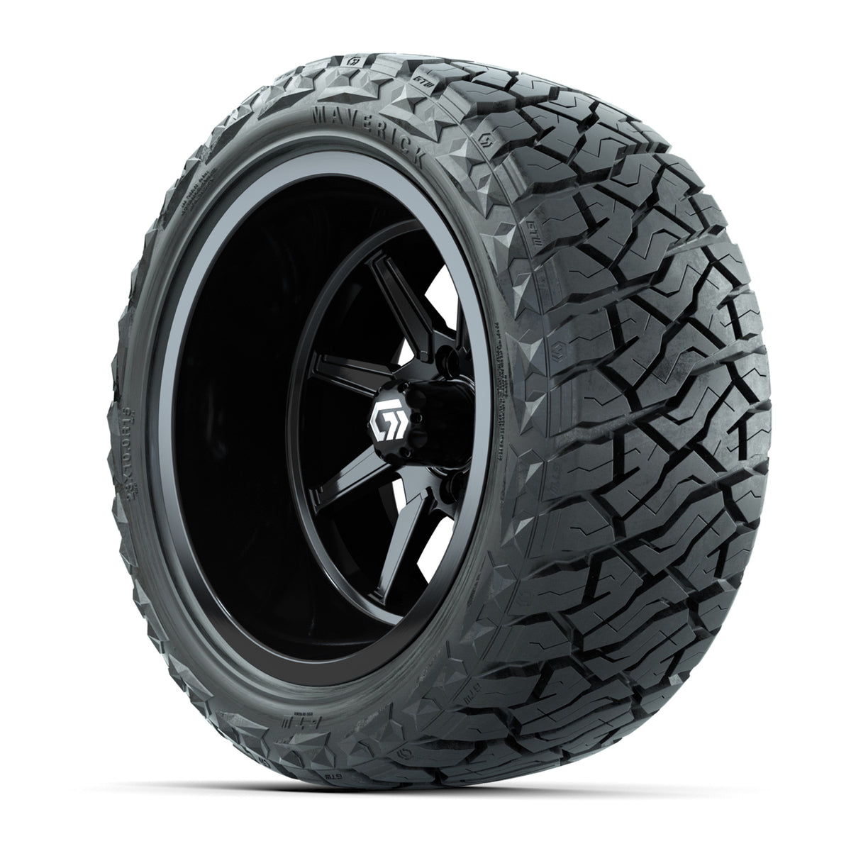 GTW Reaper Gloss Black 15" Deep Dish Wheels with 23X10-R15 Maverick Steel Belted Radial All-Terrain Tires - Full Set