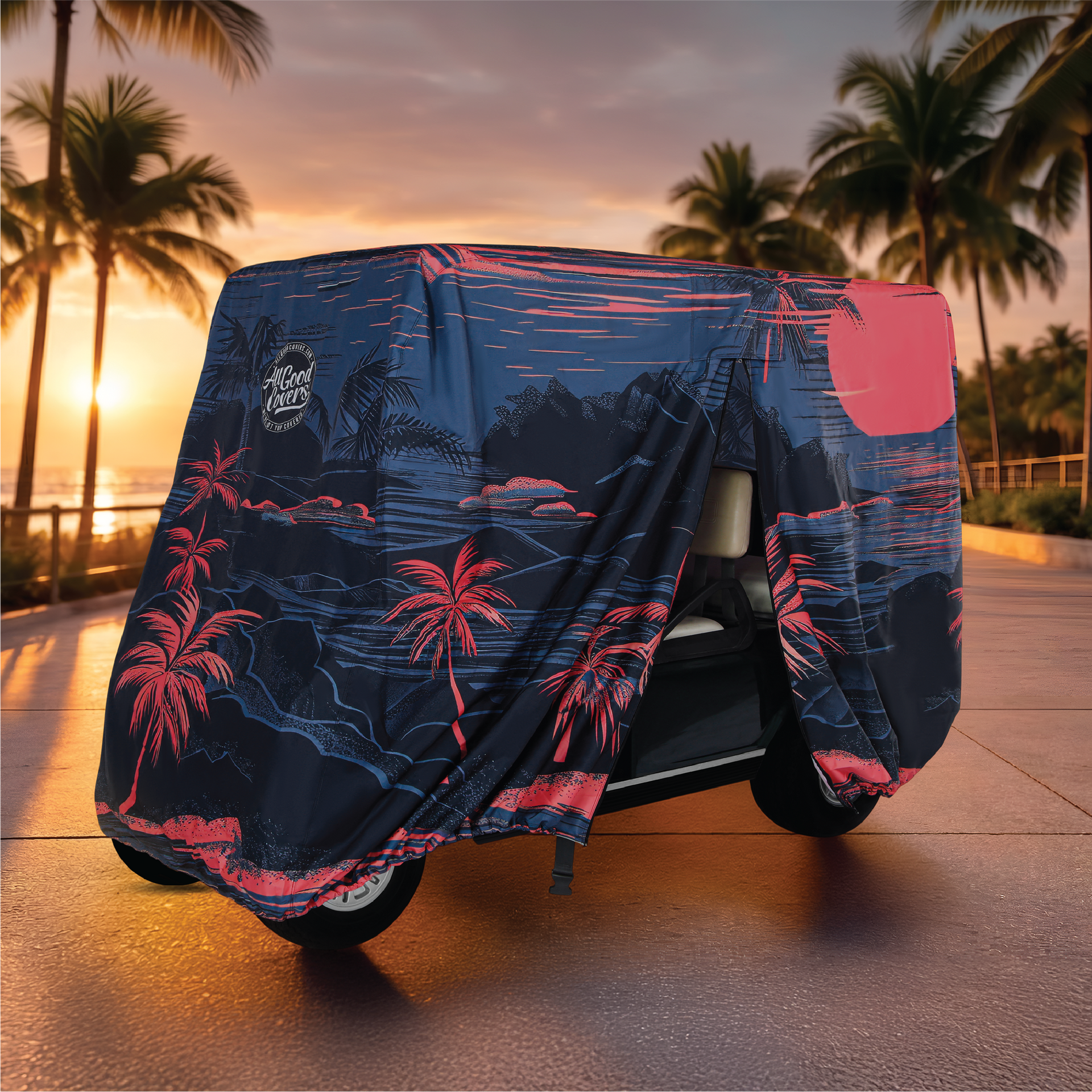 Twilight Bay Golf Cart Cover back view