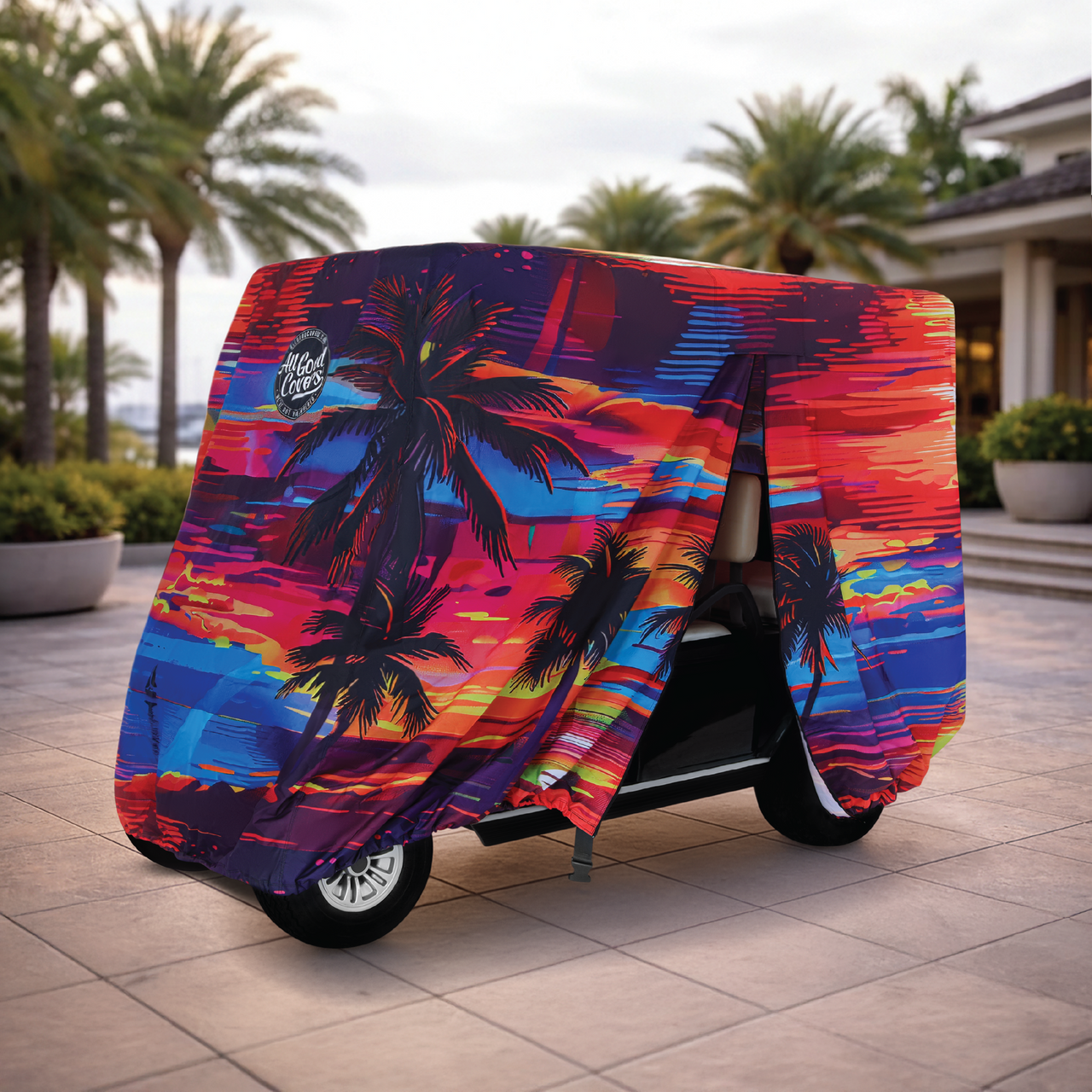 It's 5 O'Clock Somewhere Golf Cart Cover side view