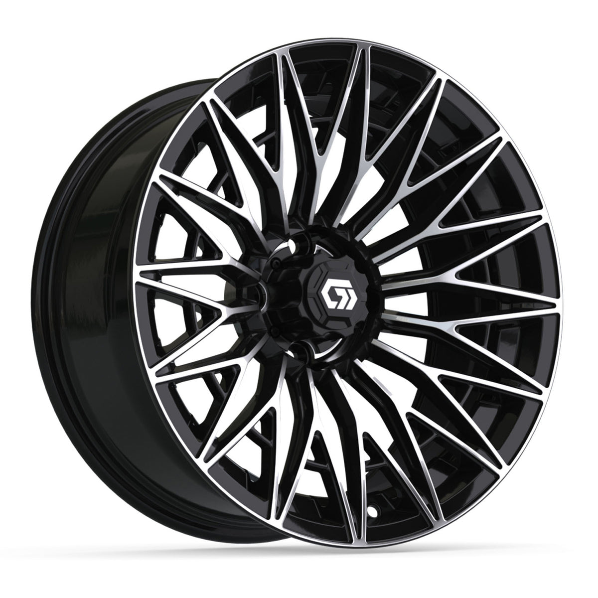GTW 16x7 Blur Golf Cart Wheel Machined and Black - Fits Club Car EZGO Yamaha