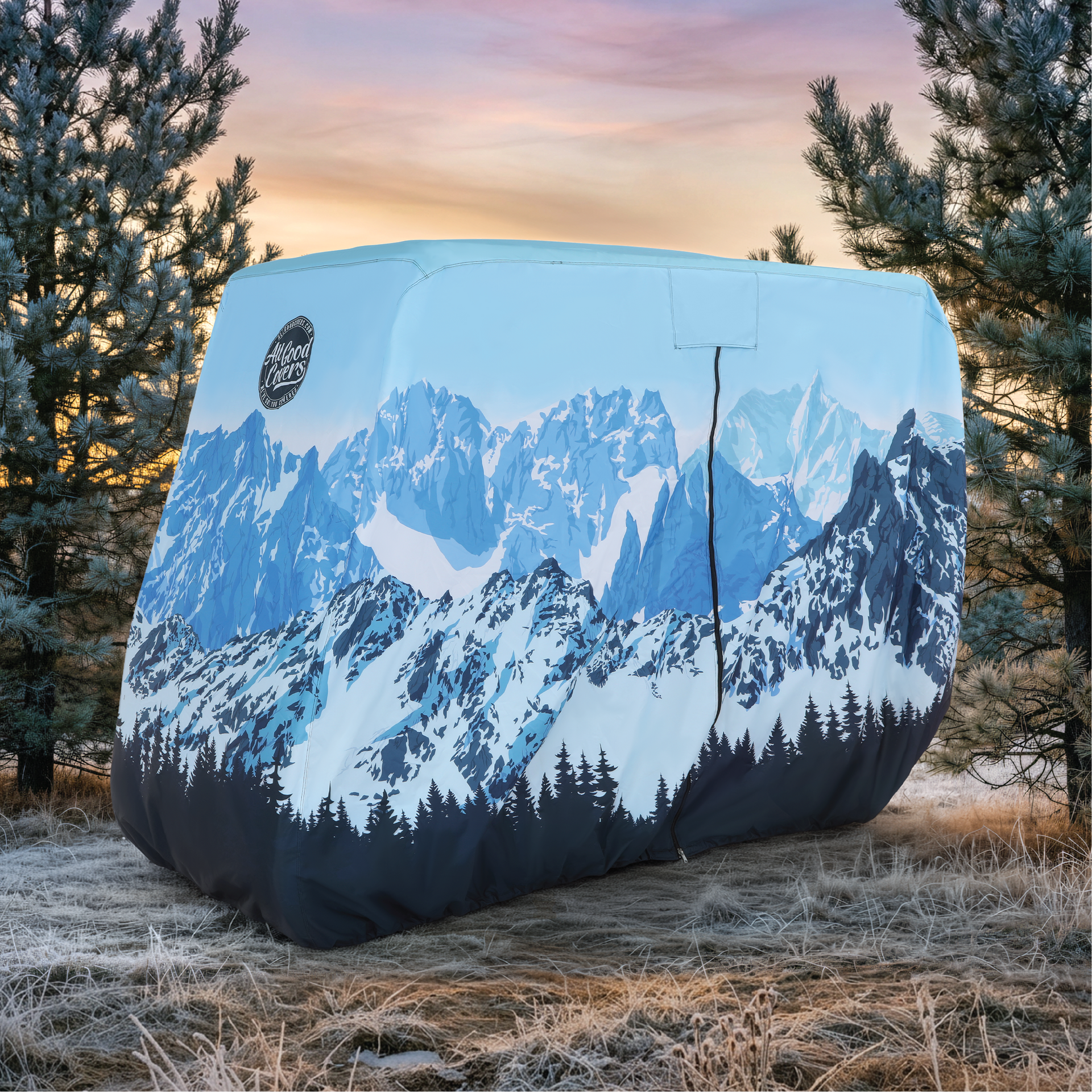 Alpine Avalanche Golf Cart Cover installed on cart