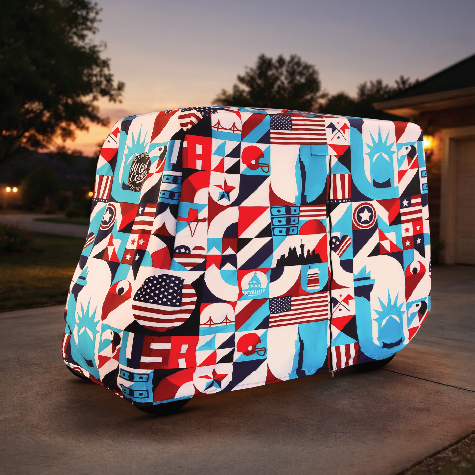 Liberty Golf Cart Cover installed on cart