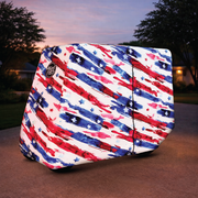 Stars & Stripes Golf Cart Cover installed on cart