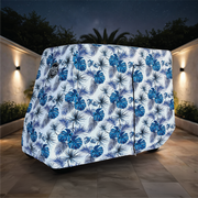 Teal Blue Tropics Golf Cart Cover front view
