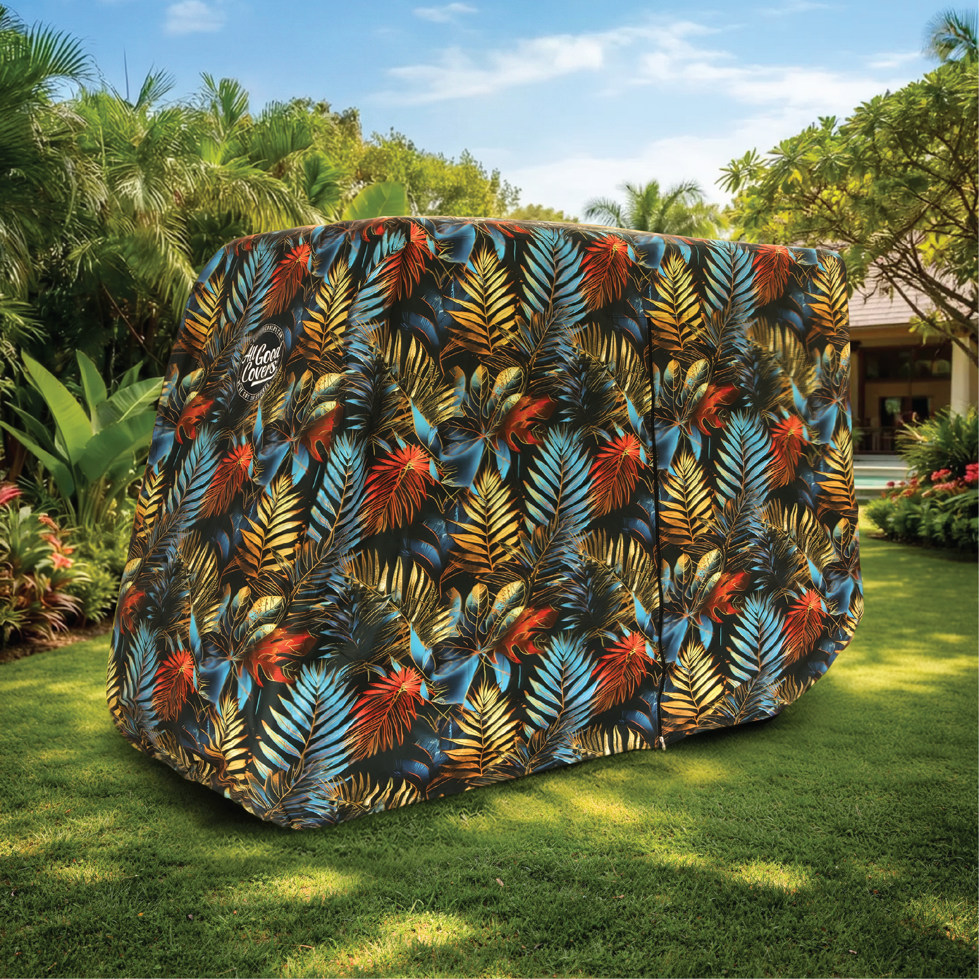 Electric Canopy Golf Cart Cover folded for storage
