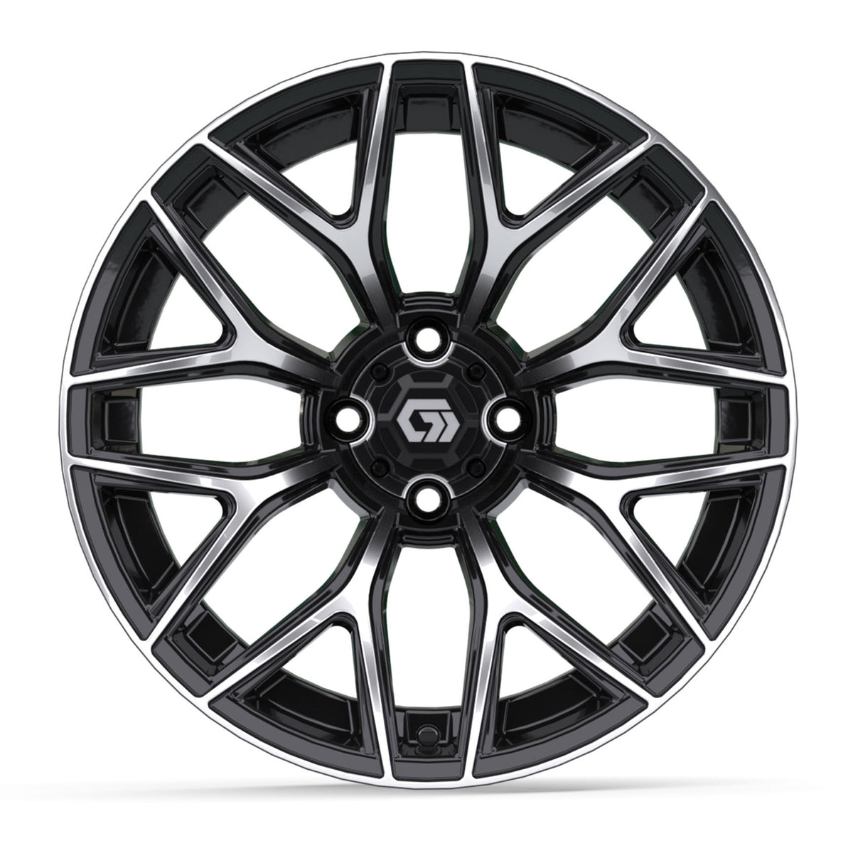 GTW 16x7 Monaco Golf Cart Wheel Machined and Black view 2 - Fits Club Car EZGO Yamaha