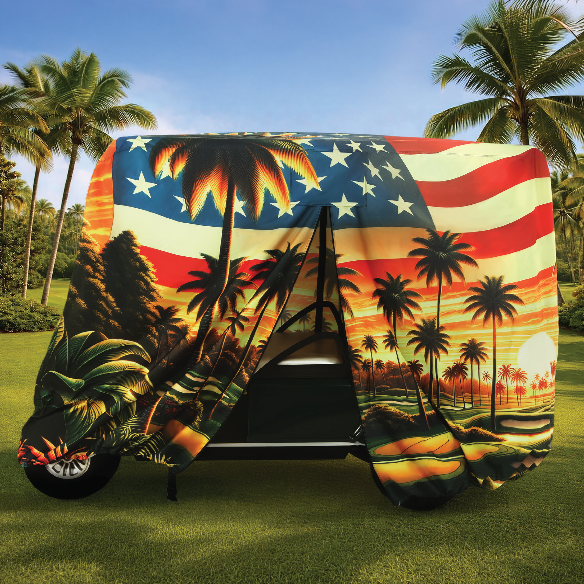 Sunset Drive Golf Cart Cover - 4-Passenger, fits Club Car, EZGO, Yamaha