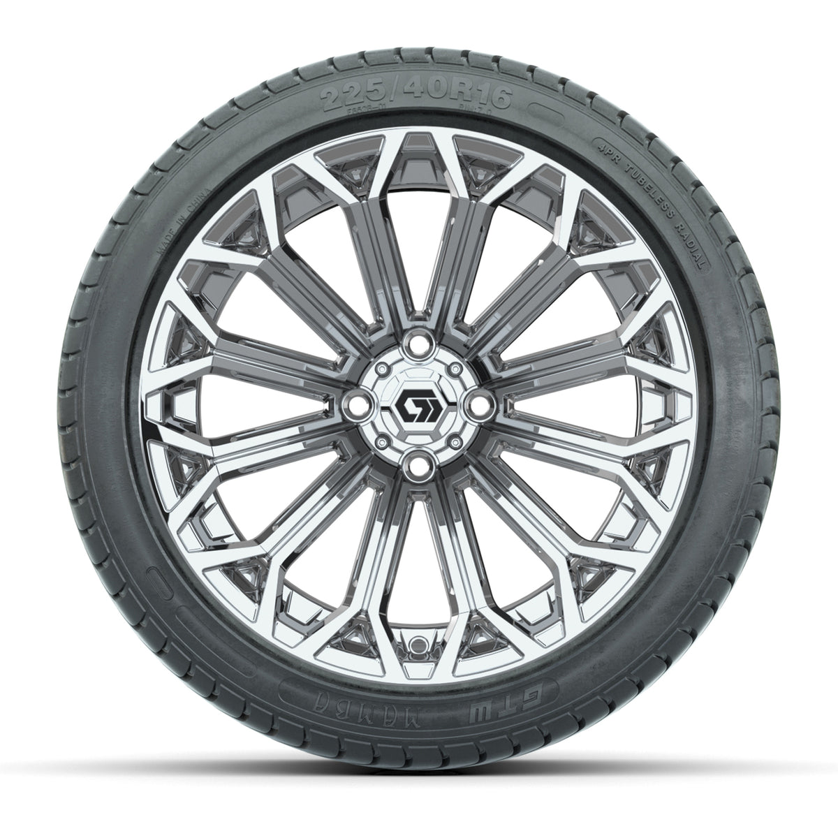 GTW® Phantom Chrome 16" Wheels with 225/40-R16 Mamba Street Tires - Full Set