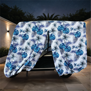 Teal Blue Tropics Golf Cart Cover zipper detail