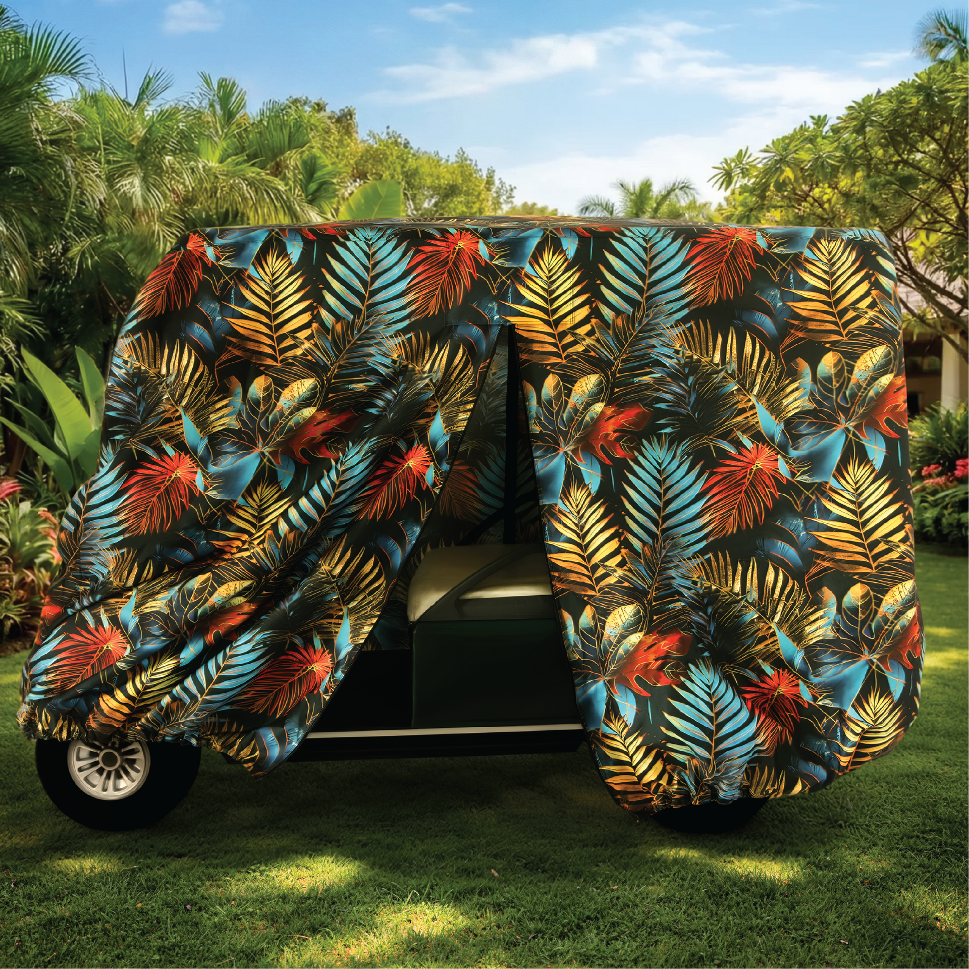 Electric Canopy Golf Cart Cover back view