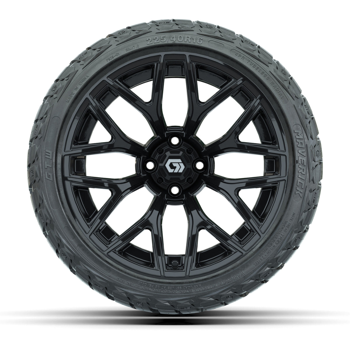 GTW® Monaco Gloss Black 16" Wheels with 225/40-R16 Maverick All Terrain Tires - Full Set