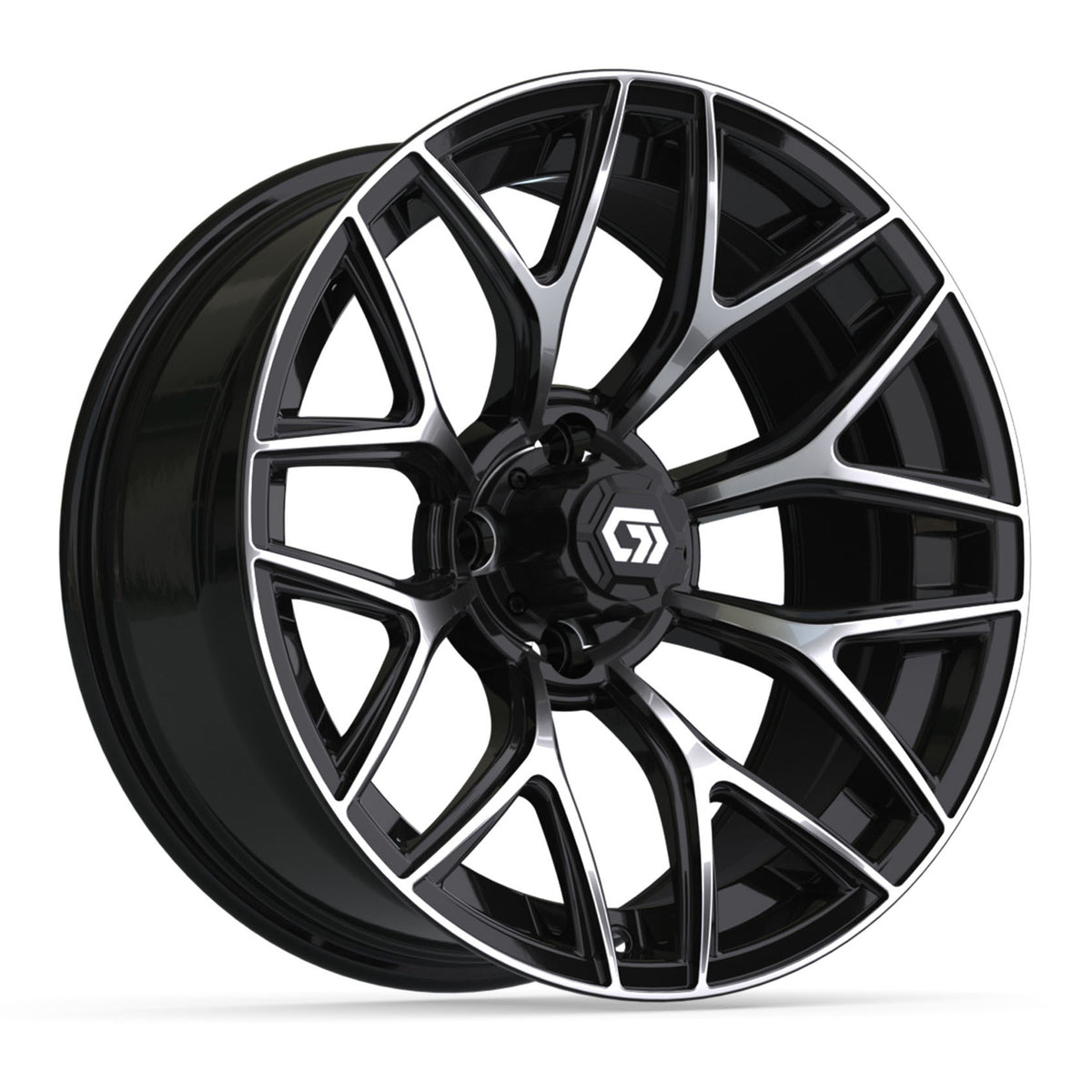 GTW 16x7 Monaco Golf Cart Wheel Machined and Black - Fits Club Car EZGO Yamaha