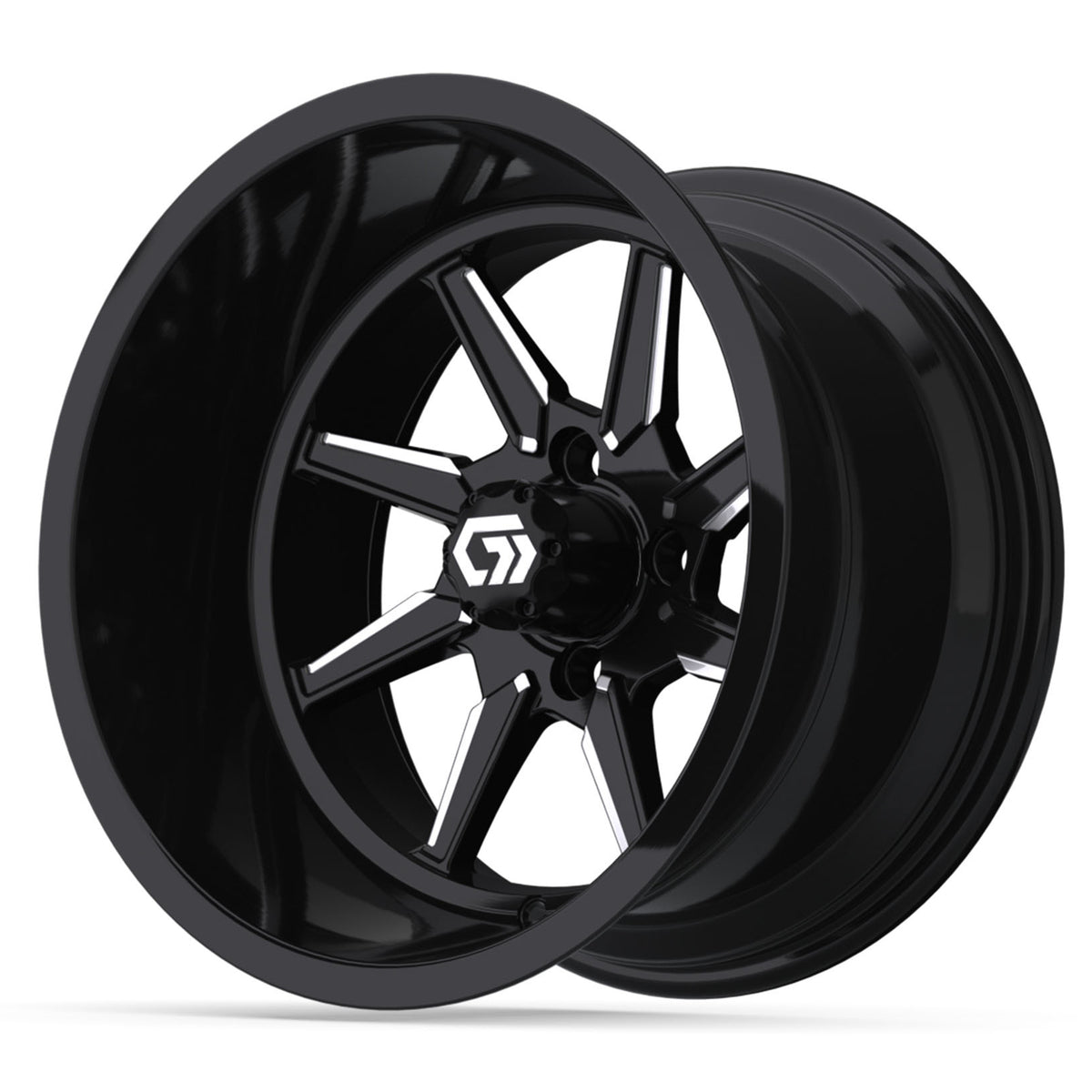 GTW Reaper 15in Golf Cart Wheel Black and Machined view 3 - Fits Club Car EZGO Yamaha