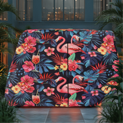 Flamingo Party Golf Cart Cover folded for storage