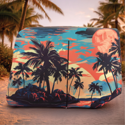 Palm Tree Island Golf Cart Cover folded for storage