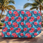 Hibiscus Golf Cart Cover installed on cart