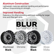 GTW 16" Blur Gloss White Golf Cart Wheels & 225/40R16 Mamba Street Tire