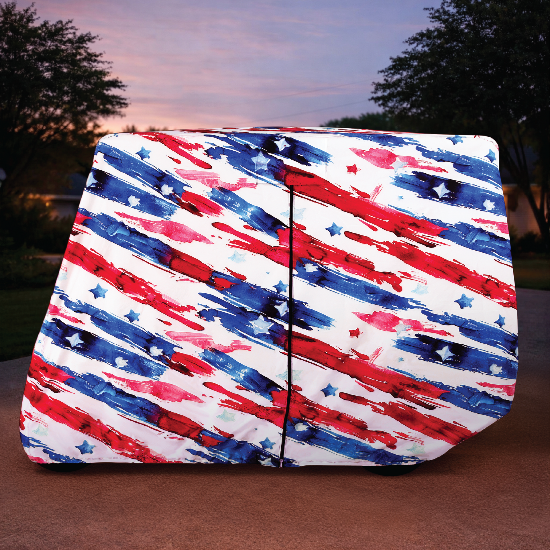 Stars & Stripes Golf Cart Cover folded for storage