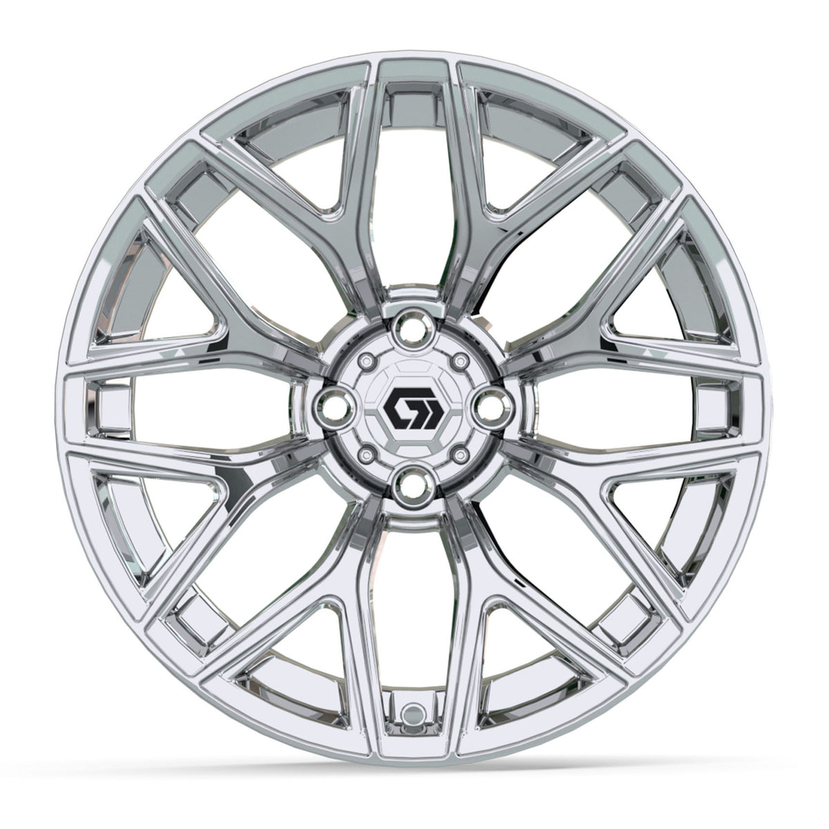 GTW 16x7 Monaco Golf Cart Wheel Chrome view 2 - Fits Club Car EZGO Yamaha