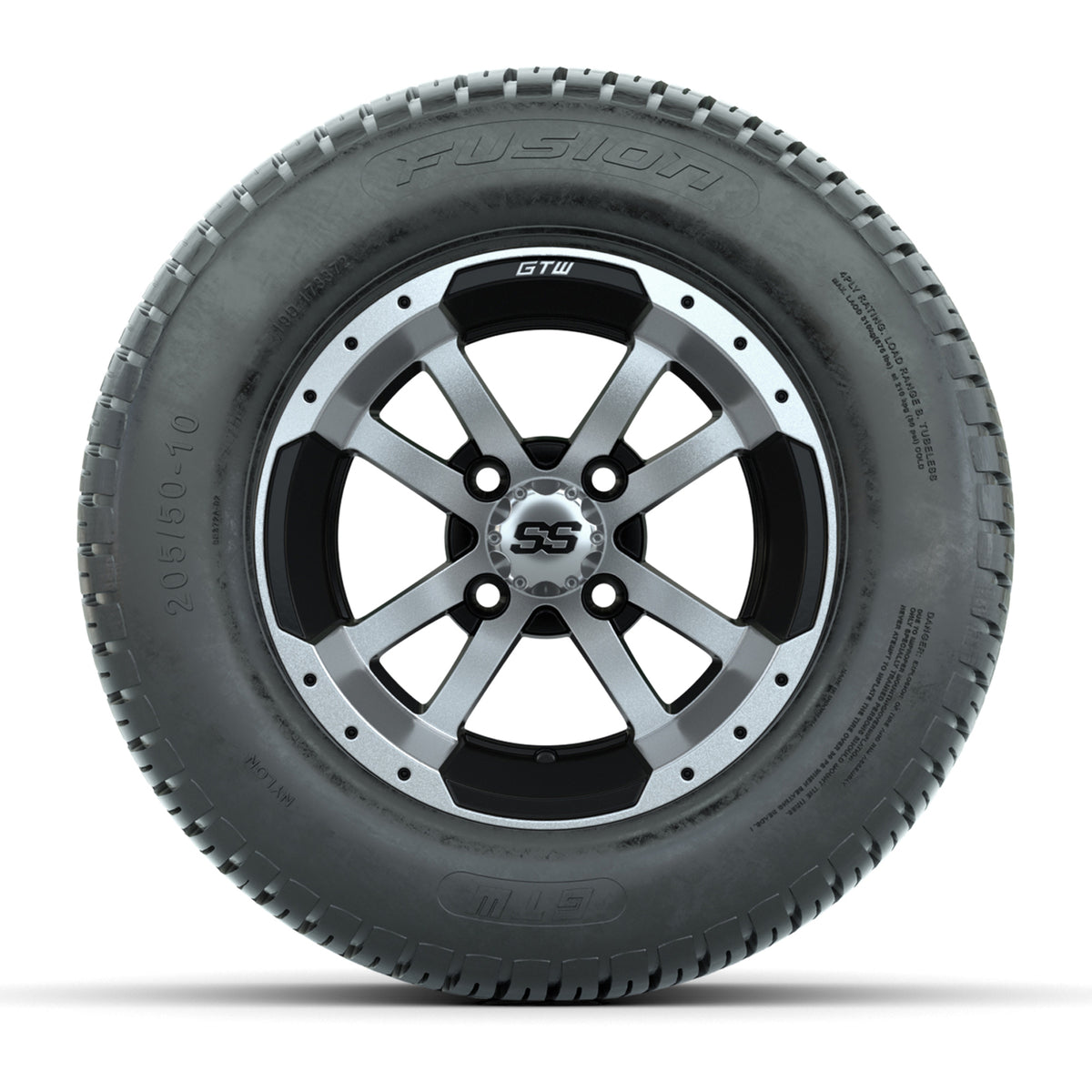 Golf Cart 10in Alloy Wheel and Turf Tire Set of 4 view 2 - Fits Club Car EZGO Yamaha