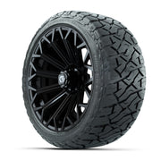 GTW® Phantom Gloss Black 16" Golf Cart Wheels & 225/40-R16 Maverick A/T Tires - Full Set
