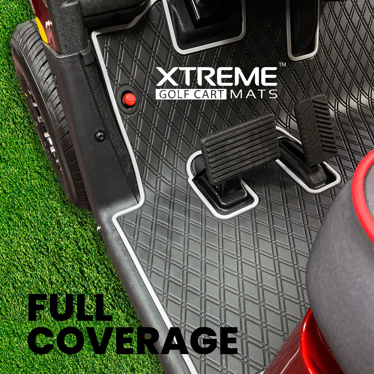 Xtreme Floor Mats for EZGO TXT / S2 / Workhorse / Express S4 / Valor / Cushman / Navitas - Black/Green