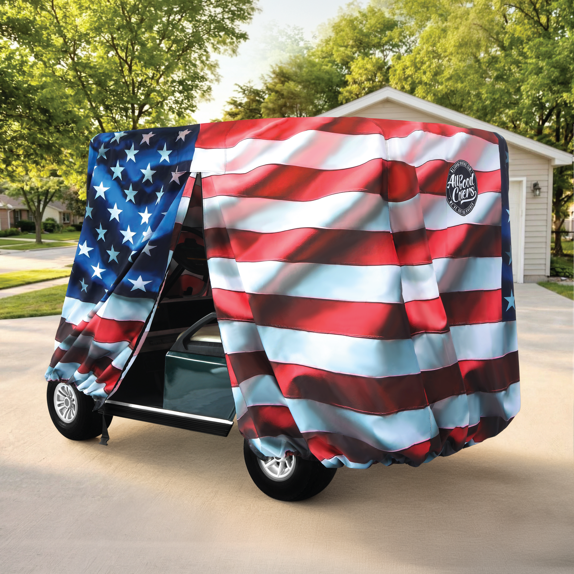 Star Spangled Banner Golf Cart Cover back view
