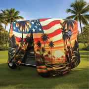 Sunset Drive Golf Cart Cover back view - 4-Passenger