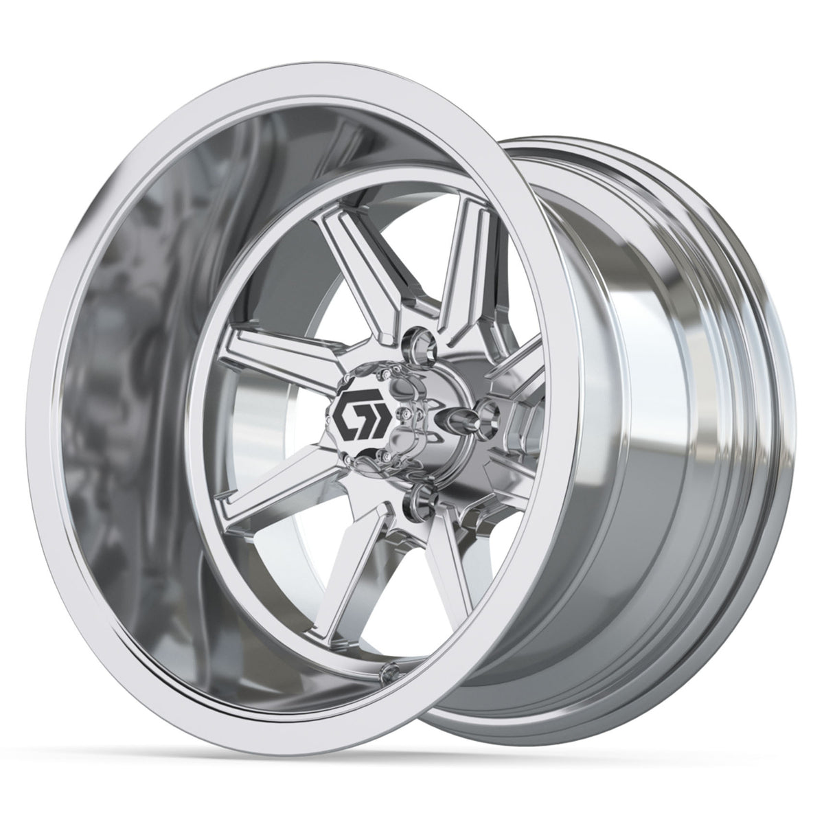 GTW Reaper 14in Golf Cart Wheel Chrome view 3 - Fits Club Car EZGO Yamaha