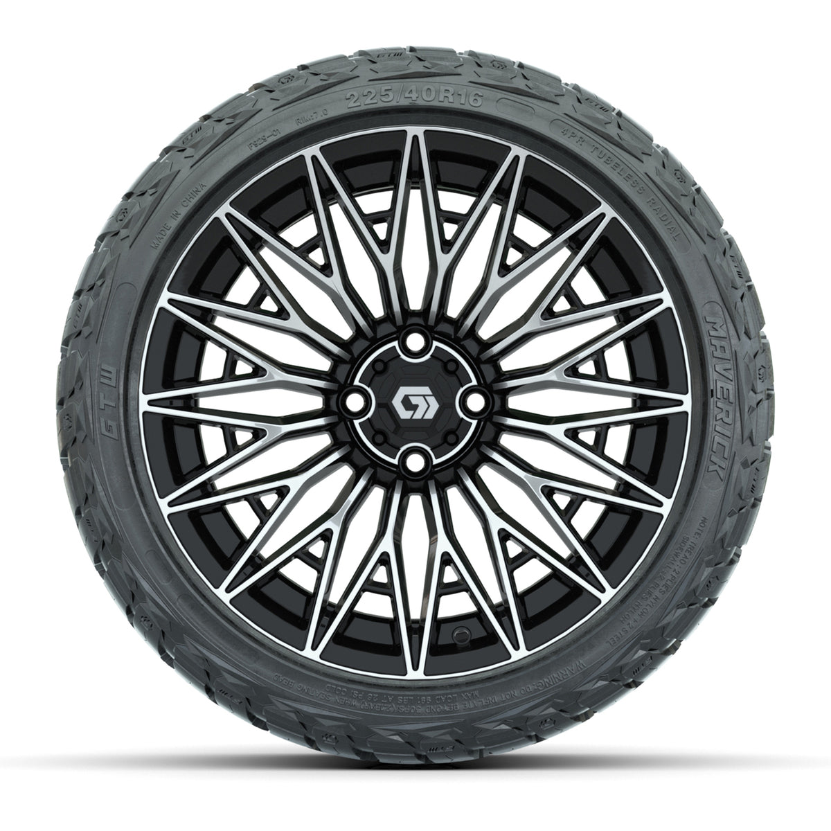 GTW® Blur Black/Machined 16" Wheels with 225/40-R16 Maverick Street Tires - Full Set